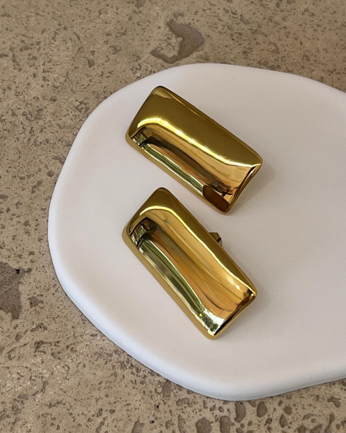Gold rectangular sculptural stud earrings – Nova by EverLuxe